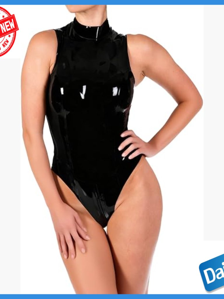 Latex Leotard Bodysuit With Back Zipper, One Piece Swimsuit For Theme Parties